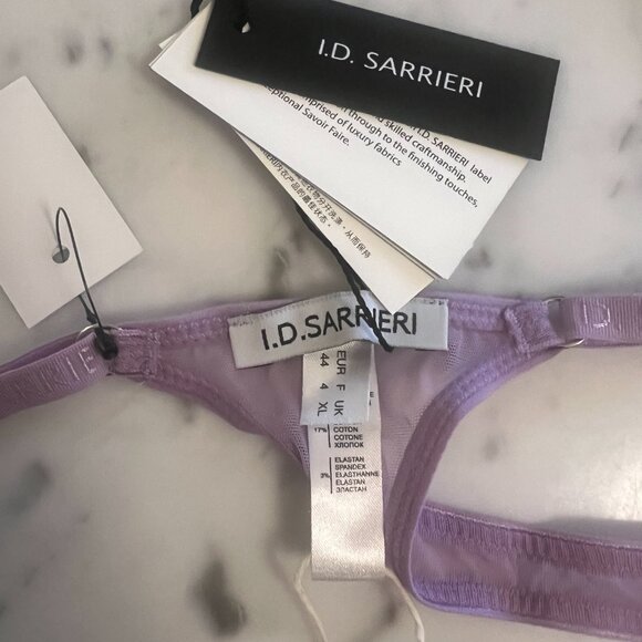 I.D. SARRIERI Petal Bloom scalloped embroidered tulle thong - Lilac Sz L - BNWT - Picture 6 of 12